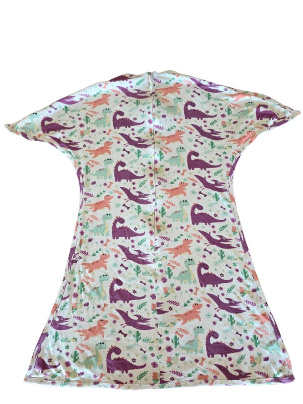 White Kids Sleep Sack with Purple, Pink & Mint Dinosaur Print